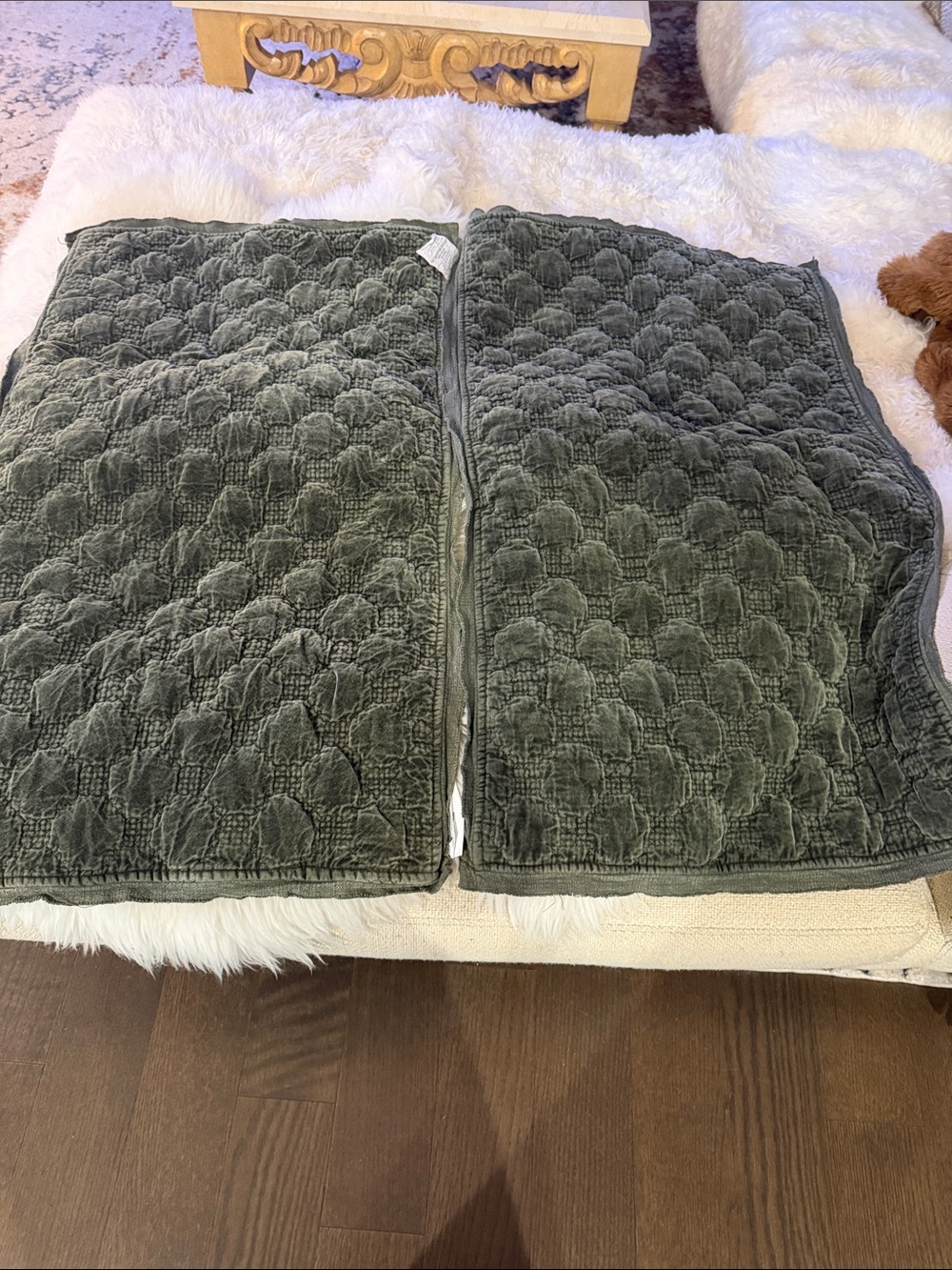 Plush Quilted Velvet Throw - Charcoal Gray